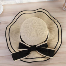 Load image into Gallery viewer, New Summer Women's Beach Hat Wide Side Female Summer Women's Beach Hat Female Unique Luxury Bowknot Design Sun Hat Casual Hat Lady Classic Flat Straw Hat Women Fedora Hat Ideal Gift 54-58cm