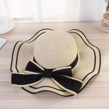 Load image into Gallery viewer, New Summer Women's Beach Hat Wide Side Female Summer Women's Beach Hat Female Unique Luxury Bowknot Design Sun Hat Casual Hat Lady Classic Flat Straw Hat Women Fedora Hat Ideal Gift 54-58cm