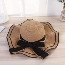 Load image into Gallery viewer, New Summer Women's Beach Hat Wide Side Female Summer Women's Beach Hat Female Unique Luxury Bowknot Design Sun Hat Casual Hat Lady Classic Flat Straw Hat Women Fedora Hat Ideal Gift 54-58cm