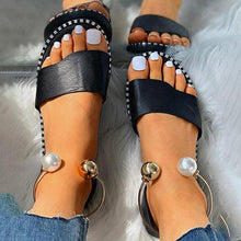 Load image into Gallery viewer, New Summer Women's Pearly Sandals Slippers Shoes Women Flats Sandals Flip Flop Casual Flat Slingback Pearl Sandals Fashion Beach Flip Flops Sandals Outdoor Slippers Round Toe Shoes