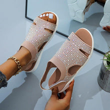 Load image into Gallery viewer, New Summer Women Sandals Shoes Blue Casual Woman Flats Buckle Strap Fashion Beach Shoe Modern Slide Square Open Toe One Band Cute Slip On Flat Dressy Casual Summer Sandals