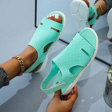 Load image into Gallery viewer, New Summer Women Sandals Shoes Blue Casual Woman Flats Buckle Strap Fashion Beach Shoe Modern Slide Square Open Toe One Band Cute Slip On Flat Dressy Casual Summer Sandals