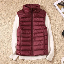 Load image into Gallery viewer, New Trendy Ultra Light Women's Duck Down Vest Jacket Autumn/Winter High collar Sleeveless Coat For Girls