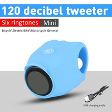 Load image into Gallery viewer, New USB Rechargeable Battery Bicycle Bell 120db Waterproof Cycling Bike Bells Electric Horn Mini Portable Cycling Handlebar Bell Electra Bike Bell Electric Cycling Bells Horn Loud Bicycle Horns Water-Resistant Sound Modes Bike Bells