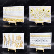 Load image into Gallery viewer, New Waterproof Temporary Tattoo Sticker Golden Silver Flower Jewelry Flash Fashion Different Design Tattoos For Womens