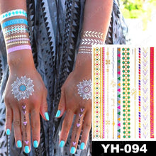 Load image into Gallery viewer, New Waterproof Temporary Tattoo Sticker Golden Silver Flower Jewelry Flash Fashion Different Design Tattoos For Womens