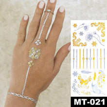 Load image into Gallery viewer, New Waterproof Temporary Tattoo Sticker Golden Silver Flower Jewelry Flash Fashion Different Design Tattoos For Womens