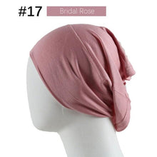 Load image into Gallery viewer, New Winter Autumn Soft Solid Color Inner Hijab Cap Lightweight Muslim Turban Elegant Hijab Caps Hat Islam Under Scarf Undercap Bonnet Color Soft Jersey Stretch Hijab's Tube Cap Hat Hijab Bonnet Muslim Women Scarf Turbans Head For Women
