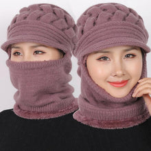 Load image into Gallery viewer, New Winter Balaclava Beanies Mother Hat Women Warm Thick Skellies Riding Outdoor Hats Gorgas Stripes Beanie Cap Mask Scarf Hat Set Outdoor Sport Warm Beanies Hat For Men Knitted Hats Bandana Hiking Camping Kid Neck Warmer Cap