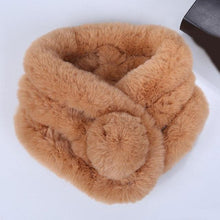Load image into Gallery viewer, New Winter Solid Color Warm Thicken Soft Collar Scarf Faux Rabbit Fur Neckerchief Plush Warm Hot Scarfs Cross Collar Scarf Shawl Solid With Pearl Elegant For Women