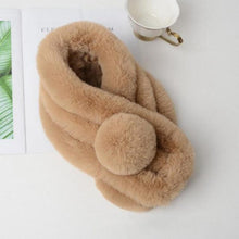Load image into Gallery viewer, New Winter Solid Color Warm Thicken Soft Collar Scarf Faux Rabbit Fur Neckerchief Plush Warm Hot Scarfs Cross Collar Scarf Shawl Solid With Pearl Elegant For Women