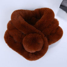 Load image into Gallery viewer, New Winter Solid Color Warm Thicken Soft Collar Scarf Faux Rabbit Fur Neckerchief Plush Warm Hot Scarfs Cross Collar Scarf Shawl Solid With Pearl Elegant For Women