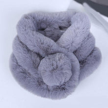 Load image into Gallery viewer, New Winter Solid Color Warm Thicken Soft Collar Scarf Faux Rabbit Fur Neckerchief Plush Warm Hot Scarfs Cross Collar Scarf Shawl Solid With Pearl Elegant For Women