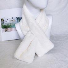 Load image into Gallery viewer, New Winter Solid Color Warm Thicken Soft Collar Scarf Faux Rabbit Fur Neckerchief Plush Warm Hot Scarfs Cross Collar Scarf Shawl Solid With Pearl Elegant For Women