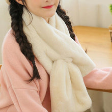 Load image into Gallery viewer, New Winter Solid Color Warm Thicken Soft Collar Scarf Faux Rabbit Fur Neckerchief Plush Warm Hot Scarfs Cross Collar Scarf Shawl Solid With Pearl Elegant For Women