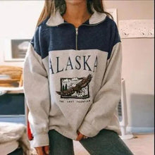 Load image into Gallery viewer, New Winter Women Sweatshirts Vintage Streetwear Letter Printed Hoodies Women Loose Sweatshirt Plus Fleece Keep Warm Men's Letters Embroidered Sleeve Quarter Fleece Vintage Pullover Sweatshirt
