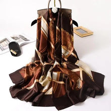Load image into Gallery viewer, New Women Autumn Winter Fashion Silk Scarf Shawl Beach Headband Female Casual Wear Beach Friendly Spring Silk Scarf Flower Print Silk Scarves Shawls and Wraps Long Size Beach Stoles