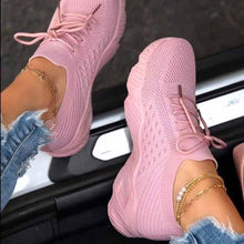 Load image into Gallery viewer, New Women Casual Shoes Sport Sneakers Lace Up Running Woman Red Platform Sneaker Vulcanized Mesh Trainers Running Lightweight Mesh Sneaker Fashion Athletic Walking Shoes For Workout