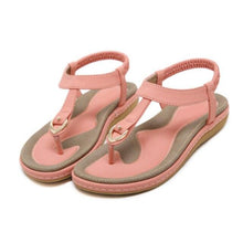 Load image into Gallery viewer, New Women Sandals Flat Heel Summer Casual Flip Flops Single Ladies Shoes Woman Soft Sole Slippers Summer Casual Flat Ankle T-Strap Thong Elastic Comfortable Flip Flops Beach Shoes Sandal