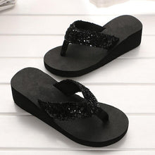 Load image into Gallery viewer, New Women Solid Slides Sandals Thickness Sequin Shoes Slippers Beach Shoes House Non-Slip Slippers Thick Sequin Sandals For Indoor Outdoor Breathable Shoes