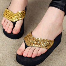 Load image into Gallery viewer, New Women Solid Slides Sandals Thickness Sequin Shoes Slippers Beach Shoes House Non-Slip Slippers Thick Sequin Sandals For Indoor Outdoor Breathable Shoes
