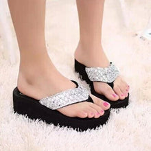 Load image into Gallery viewer, New Women Solid Slides Sandals Thickness Sequin Shoes Slippers Beach Shoes House Non-Slip Slippers Thick Sequin Sandals For Indoor Outdoor Breathable Shoes