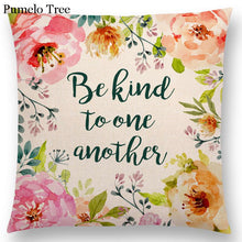 Load image into Gallery viewer, Newest Floral Quotes Decorative Pillow Covers Fresh Flowers Garland Inspirational Words Decorative Cotton Linen Throw Pillow Cushion Covers And Gifts For Women Daughter Mum Best Friend Birthday Home Decorations