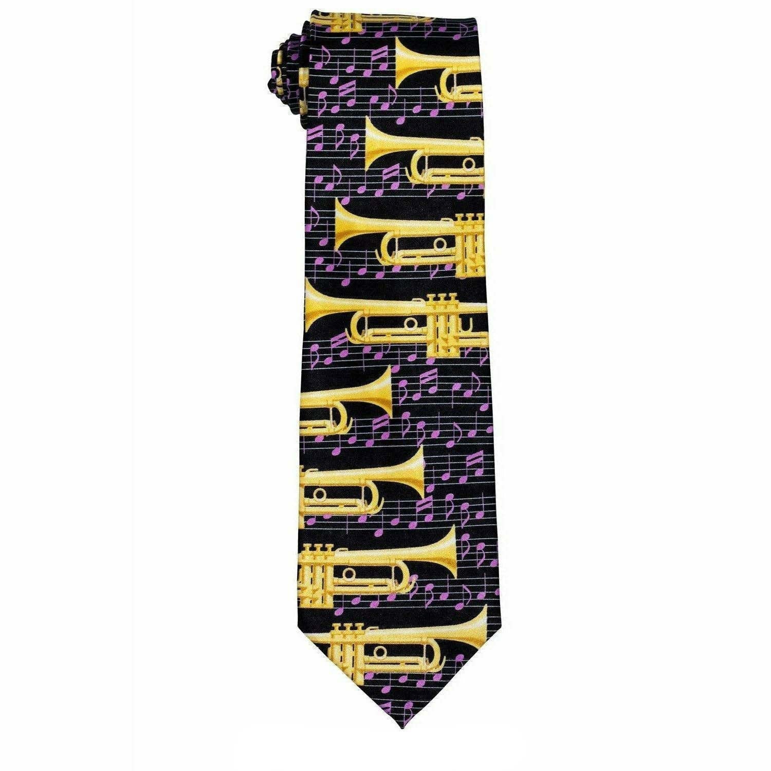 Vittorio Farina Musical Necktie & Pocket Square Set - Blue Floral Satin Design
