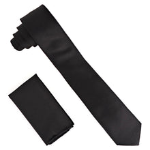 Load image into Gallery viewer, Vittorio Farina Solid Satin Skinny Necktie & Pocket Square