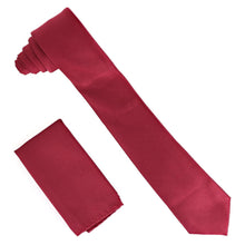 Load image into Gallery viewer, Vittorio Farina Solid Satin Skinny Necktie & Pocket Square