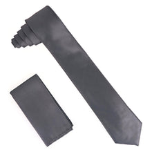 Load image into Gallery viewer, Vittorio Farina Solid Satin Skinny Necktie & Pocket Square