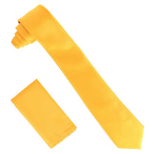 Load image into Gallery viewer, Vittorio Farina Solid Satin Skinny Necktie & Pocket Square