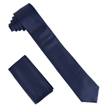 Load image into Gallery viewer, Vittorio Farina Solid Satin Skinny Necktie & Pocket Square