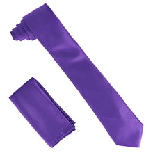 Load image into Gallery viewer, Vittorio Farina Solid Satin Skinny Necktie & Pocket Square