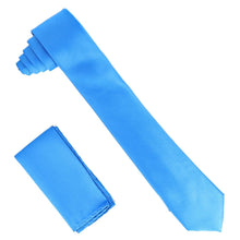 Load image into Gallery viewer, Vittorio Farina Solid Satin Skinny Necktie & Pocket Square