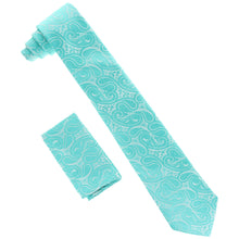 Load image into Gallery viewer, Vittorio Farina Solid Satin Paisley Necktie & Pocket Square
