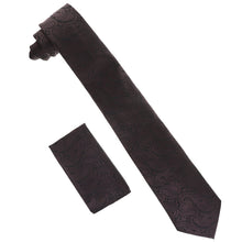 Load image into Gallery viewer, Vittorio Farina Solid Satin Paisley Necktie & Pocket Square