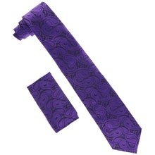 Load image into Gallery viewer, Vittorio Farina Solid Satin Paisley Necktie & Pocket Square