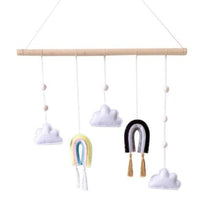Load image into Gallery viewer, Nordic Healthier Style Cute Felt Clouds Shape Handmade Wall Hanging Fairy Tales Ornament Wooden Stick Tassel Pendant Hanging Ornaments For Kids Room Decoration Photography Props
