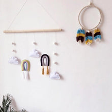 Load image into Gallery viewer, Nordic Healthier Style Cute Felt Clouds Shape Handmade Wall Hanging Fairy Tales Ornament Wooden Stick Tassel Pendant Hanging Ornaments For Kids Room Decoration Photography Props