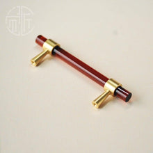 Load image into Gallery viewer, Nordic Modern Wardrobe Dresser Drawer Pull Cabinet Door Handle Knobs Cabinet Handle Pure Copper Double Hole Crystal Handle Brass Walnut Kitchen Wardrobe Cabinet Hardware Pull Handle Adjustable Hole
