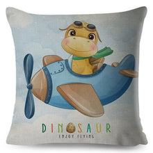 Load image into Gallery viewer, Nordic Style Pillow Cover Cute Cartoon Animal Drive Dinosaur Car Polyester Cotton Cushion Cover For Sofa Home Kids Room Throw Pillow Case Cover Dinosaur Cartoon Gray Soft Pillow Case For Decorative Bedroom Livingroom Sofa Farm House Cushion Covers