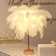 Load image into Gallery viewer, Novelty Feather Night Light Remote Fairy Copper Lamp for Home Living Room Bedroom Bedside Backlight Party Wedding Decoration Cute Study Lamps for Bedroom Décor