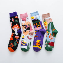 Load image into Gallery viewer, Occident Fashion Colorful Print Socks Women with Mushroom Spring Woman Socks Breathable Cotton Socks For Women