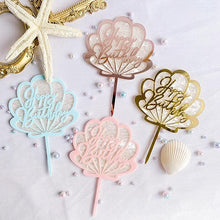 Load image into Gallery viewer, Ocean Acrylic Cake Toppers Topper Happy Birthday Cake Picks DIY Cake Insert Topper Cup Cake Toothpick Party Wedding Birthday Cake Decoration Decorating Card Birthday Shell Cake Topper DIY Wedding Party Gift Cupcake Insert Card