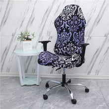Load image into Gallery viewer, Office Computer Gaming Chair Covers Stretch Spandex Armchair Gamer Seat Cover Printed Household Racing Desk Rotating Slipcovers Soft Fit Universal Desk Rotating Chair Slipcovers, Removable Washable Anti-Dust Spandex Chair Protector Cover With Zipper