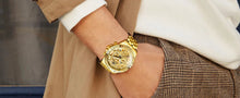 Load image into Gallery viewer, OLEVS Lxuxry Brand Gold Men's Watches Full Skeleton Stainless steel Chronograph Wristwatch Waterproof Luminous Quartz Watch Men