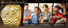 Load image into Gallery viewer, OLEVS Lxuxry Brand Gold Men's Watches Full Skeleton Stainless steel Chronograph Wristwatch Waterproof Luminous Quartz Watch Men