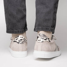 Load image into Gallery viewer, 66-100-GRY OLYMPIAS Genuine Python and Italian Sueded Goatskin, Grey