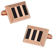 Load image into Gallery viewer, Onyx Heritage Cufflinks in Rose Gold